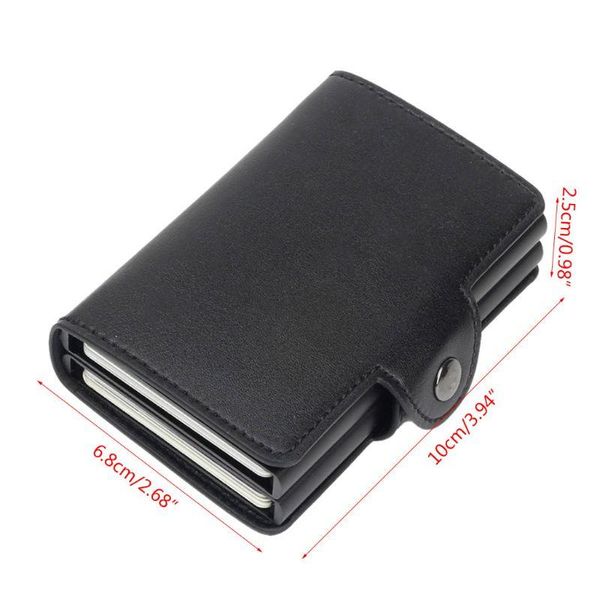 

card holders women men rfid business holder money wallet clip cash purse 50ld, Brown;gray