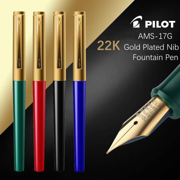 

fountain pens pilot pen ams-17g large capacity ink-filling f m 22k gold plated nib for writing signed stationery supplies