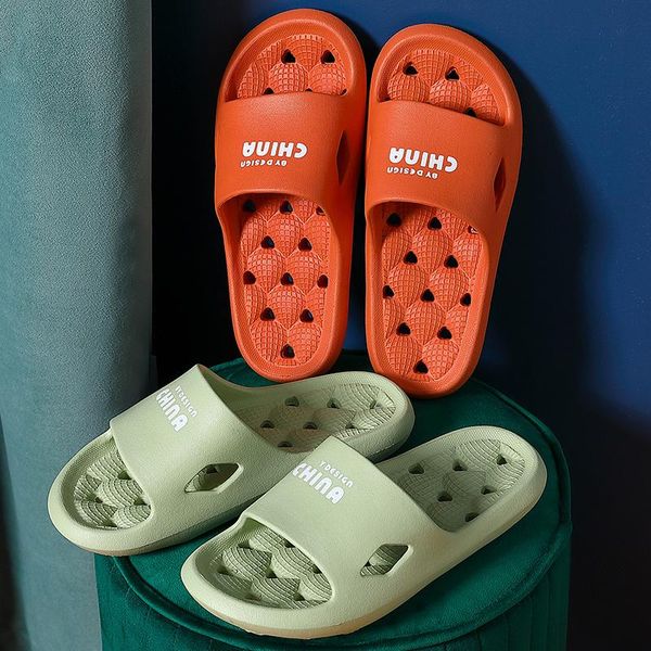 

slippers deodorant breathable beach home bathroom women flip flops thick soft sole hollow out eva slides shoes couple, Black