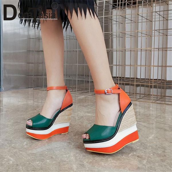 

brand fashion wedges sandals peep toe ladies high heels platform shoes woman casual party summer 2021, Black