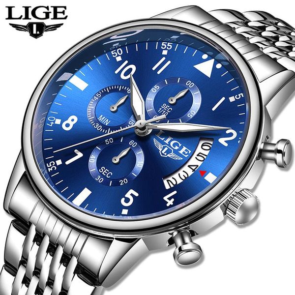 

wristwatches 2021 lige original men's watches fashion waterproof watch for men multifunctional chronograph sports digital luminous, Slivery;brown