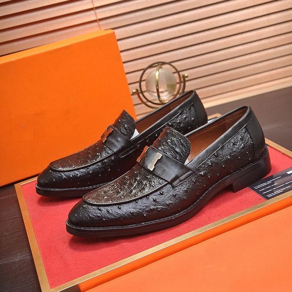 

a 2021 designer shoes man leather shoes slip on oxford business office wedding shoe pointed toe men dress leather shoes sapato social, Black