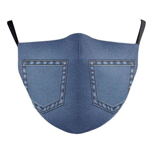 

3d denim style 2021 digital printed adjustable earhook mask
