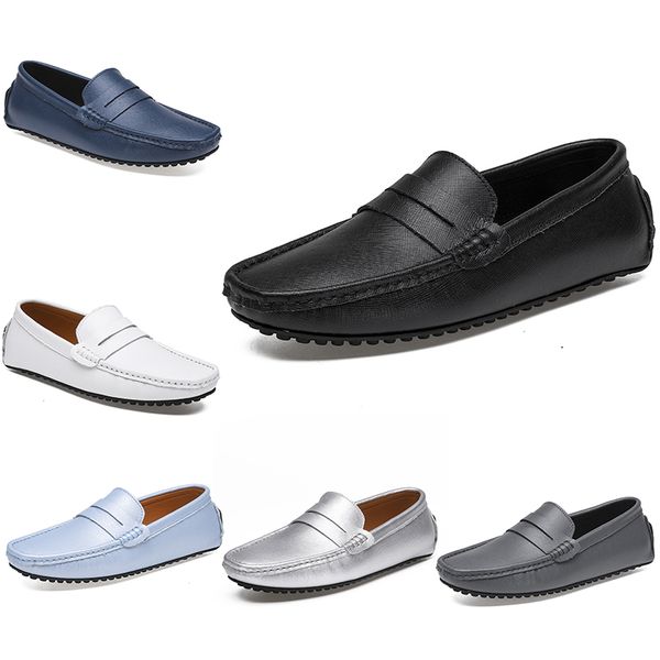 

2021 leather doudou men's casual driving shoes soft sole fashion black navy white blue silver yellow grey footwear all-match lazy cross