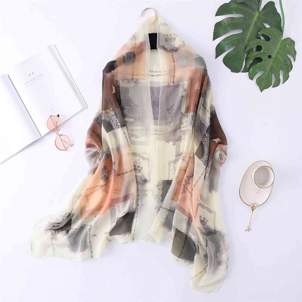 

hangzhou silk new soft yarn summer beach towel shawl dual purpose scarf block printing, Blue;gray