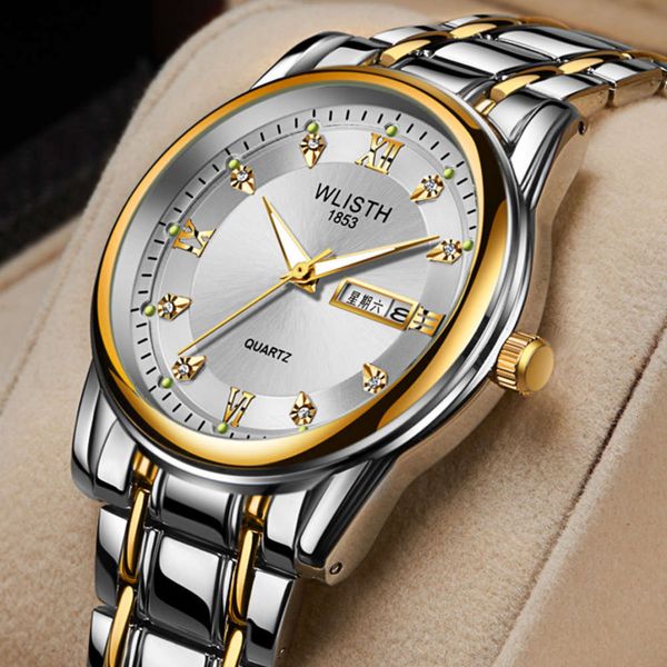 

watch watch men's waterproof steel band alendar quartz, Slivery;brown