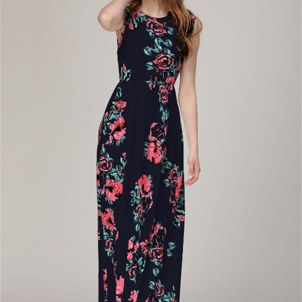 

casual dresses fashion-women floral print sleeveless boho evening gown party long maxi summer sundress fashion sell 1en9, Black;gray