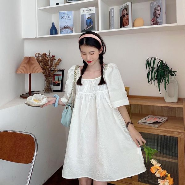 

maternity dresses 75308# clothes summer cotton short sleeves loose stylish dress pregnant women pregnancy, White