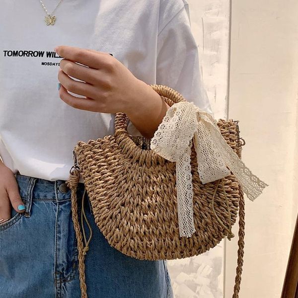 

hobo women's straw beach tote bag woven summer bags bohemian vacation casual handbag shoulder pouch for girls duffel