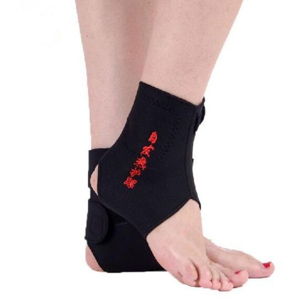 

ankle support protector brace wrap belt adjustable self heating care foot pad guard elastic breathable bandage#p4, Blue;black