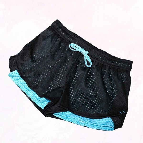 

grid quick-drying shorts female workout yoga anti-emptied sports trousers for fitness wearing (size rosy outfit