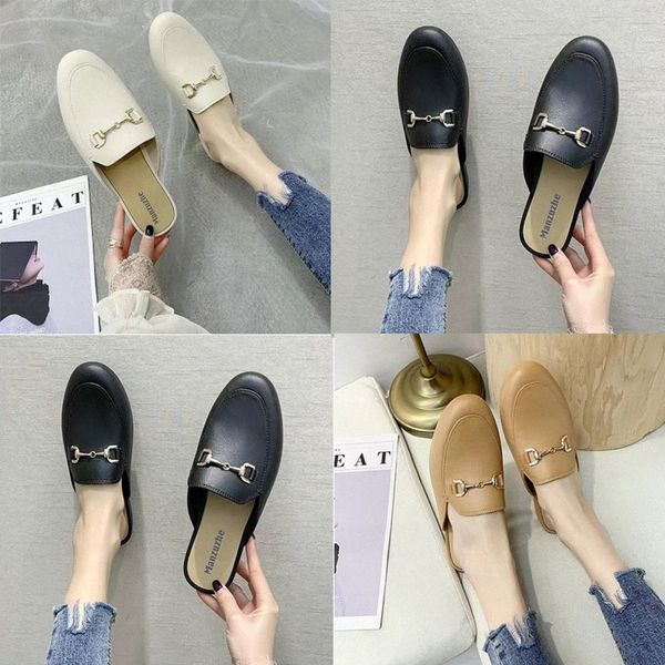 Модные летние женские тапочки Baotou Flat Casual Halforean Style Lazy Shoes O978#