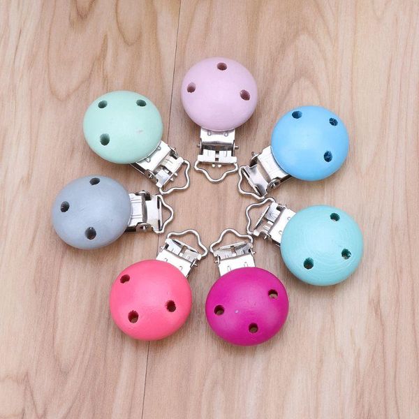 

pacifiers# 5pcs metal wooden baby pacifier clips solid color holders infant soother clasps