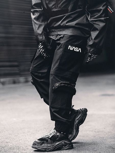 

men letter graphic cargo pants t6ie#, Black