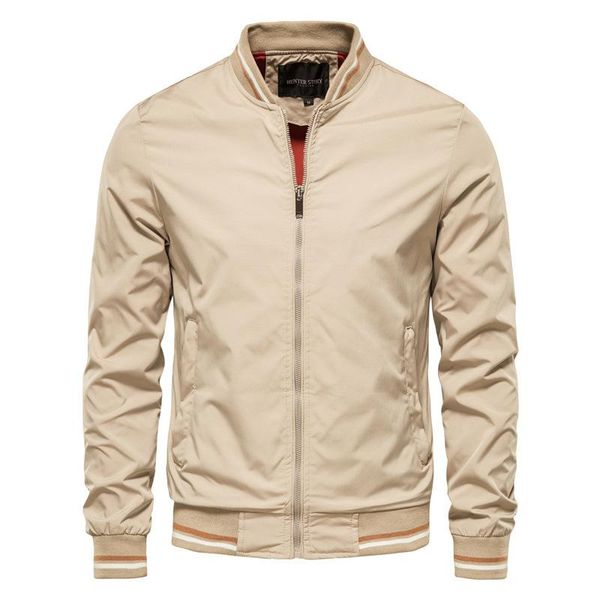 

men's jackets 2021 autumn casual solid color bomber baseball jacket men fashion slim fit trend thin coat, Black;brown