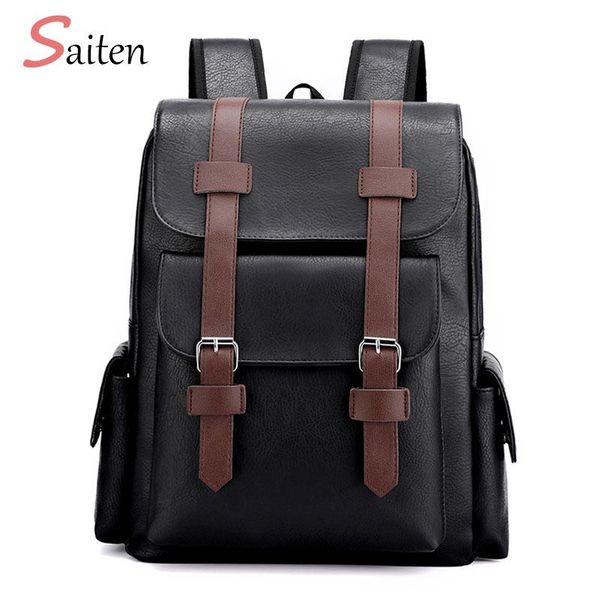 

backpack men anti theft lapvintage leather travel men's backpacks school bag for boys leisure europe style
