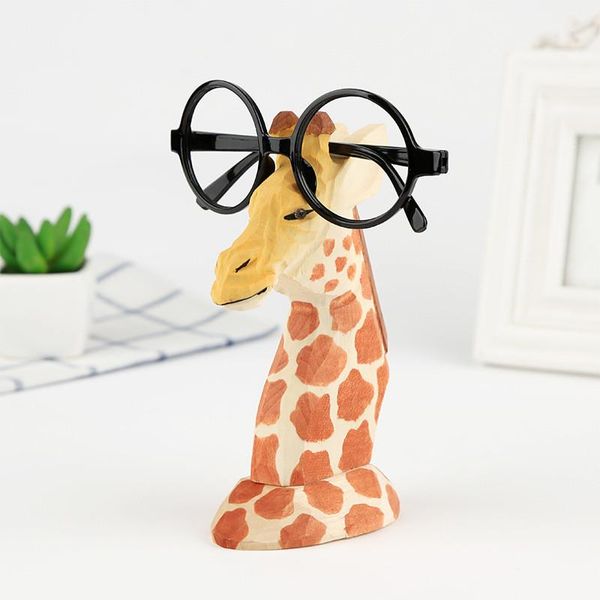 Oggetti decorativi Figurine Moda Occhiali Cornice Decorazione animale Legno Display creativo Gioielli Giraffa Cartone animato Moderno regalo artigianale retrò