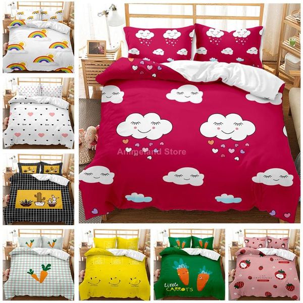 

bedding sets 2021 cartoon cute lovely 3d print comforter  twin single size duvet cover set pillowcase home textile luxury