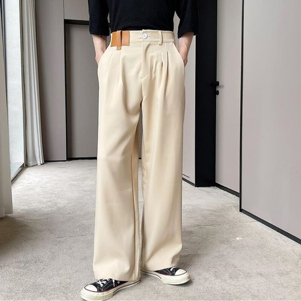 

men's pants korean male suit casual pants dress business fashion belt social office streetwear wedding pantalon homme hq8w, Black