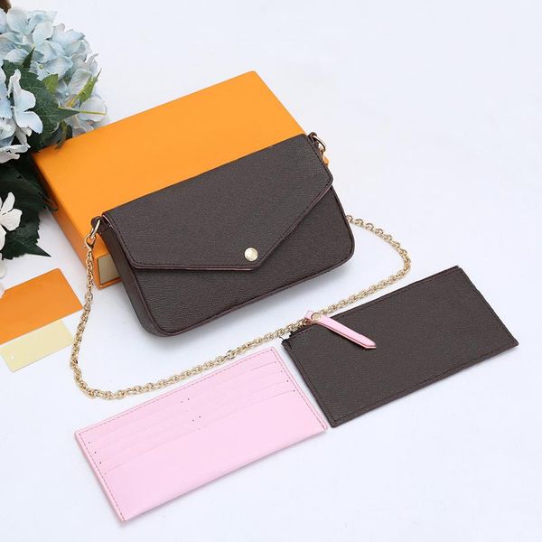 

designer bags handbags pochette felicie women vintage shoulder bag hobo 3 piece/set clutch wallet luxury crossbody removable chain coin purs