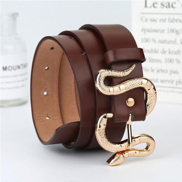 

belts snake buckle belt shinny gold color pu quality jeans long leather waistband ladies dress high thin w m6g8, Black;brown