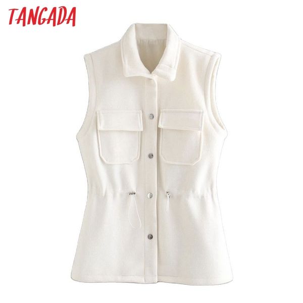 

women fashion woolen vest sleeveless waist adjust pocket female waistcoat chic qj121 210416, Black;brown