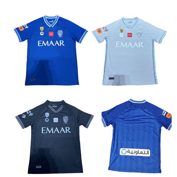 

21 22 al hilal soccer jersey 2021 2022 home away third m.kanno bulayhi mayoof a.carrillo l.vietto g.cuÃ©llar football shirt uniforms custom, Black