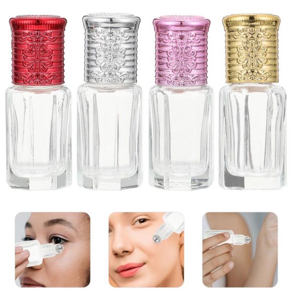 

storage bottles & jars 4pcs 6ml eight-square subpackaging essential oil roll-on