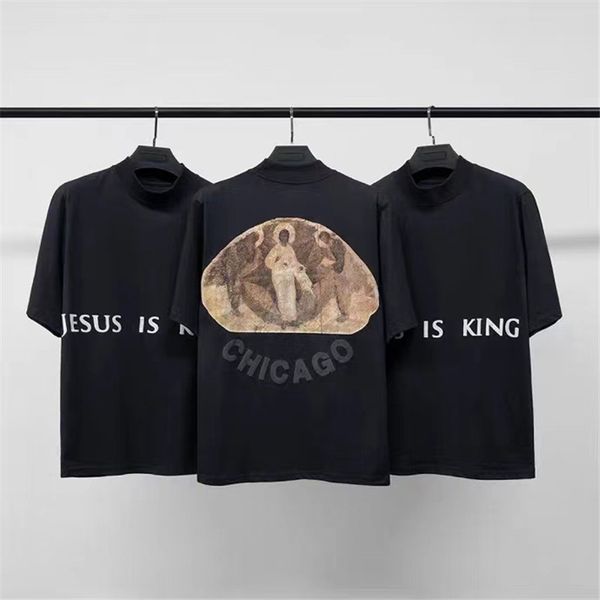 

kanye west jesus is king tshirts men women street wear sunday service foaming printing tees, White;black