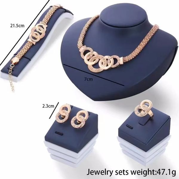 

necklace chains, earrings, bracelets, rings, four-piece set, five-ring set, Silver