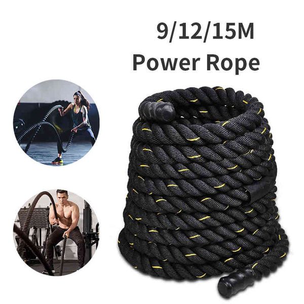 Battle Rope Core Allenatori addominali Fitness Power Training Cavo 9/12/15M Palestra Esercizio domestico Diametro 25/38/50mm Allenamento Forza muscolare Corde per allenamento Fasce per saltare sportive