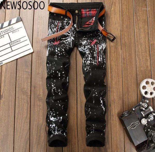 

men's jeans fashion european american style mens slim denim trousers straight brand men black patchwork zipper pants, Blue