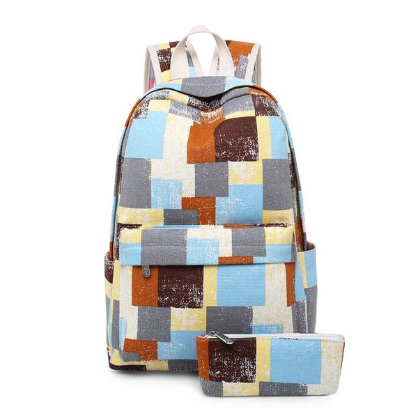 

backpack canvas children school bags 2 set /pcs vintage print lapbackpacks for girls travel mochilas