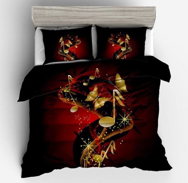 

bedding sets fashion dark line music dreamlike butterfly black red colorful duvet cover set bedclothes twin full  king size