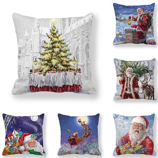 

christmas ornaments happy year 2021 merry decorations for home decor navidad natal santa cushion cover 45x45cm cushion/decorative pillow