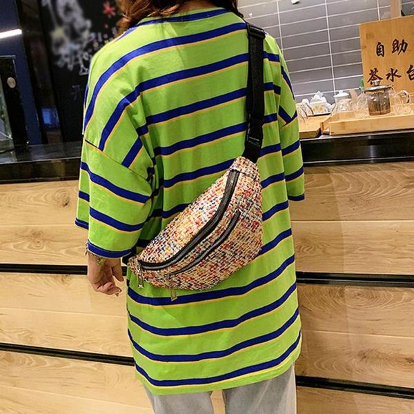 

linen kidney fanny pack belt fashion women students outdoor sports zipper messenger bag chest waist bags