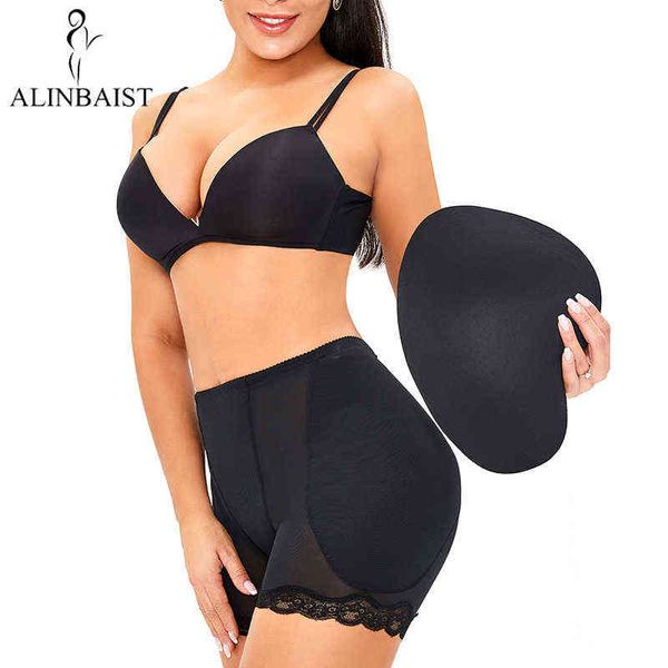 Kadınlar Düşük Bel Iç Çamaşırı Sünger Pedleri Vücut Şekillendirme Kalça Up Göbek Ince Sahte Eşek Pantolon Yastıklı Shapewear Külot Kalça Pedleri Artı Boyutu 211029