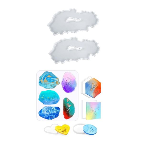 

set resin tray molds,agate platter epoxy casting molds, a & b baking pastry tools