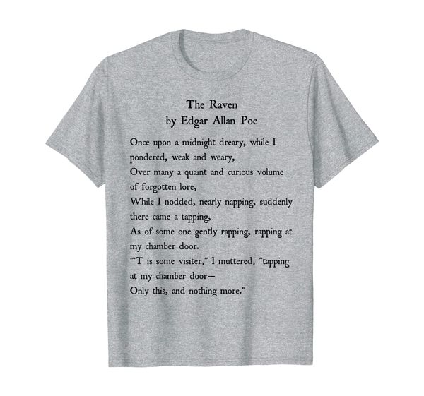 

edgar allan poe the raven vintage text reader gift shirt, White;black