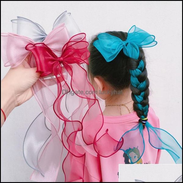 

jewelry jewelrygirls bowknot hairpins with ribbon kids princess headwear clips children hair aessories barrettes hairgrip drop delivery, Golden;silver