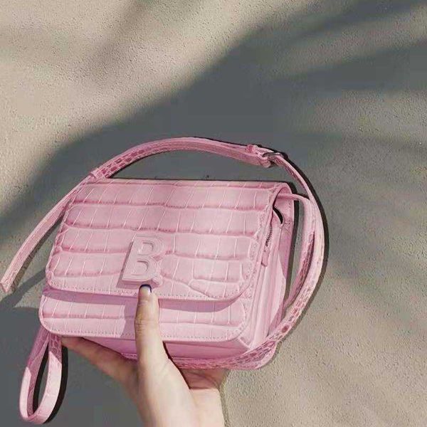 

classic flower large-capacity handbagshong kong brand 2021 new advanced crocodile b-button tofu box leather small square messenger bag zlhde