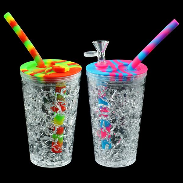 copos de copos de copos de gelo fumar acessórios alimentares grau de silicone água bong bongo bubbler dab equipamento