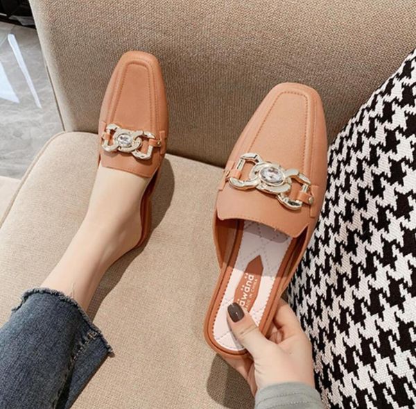 

fashion women pvc slipper candy color flats shoes office casual square toe mules footwear spring summerjelly slide slippers, Black