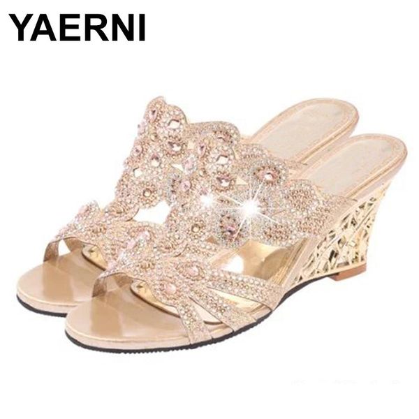 

bling women sandals 2021 summer fashion high heel crystal casual ladies shoes heels rhinestone slipperse878, Black