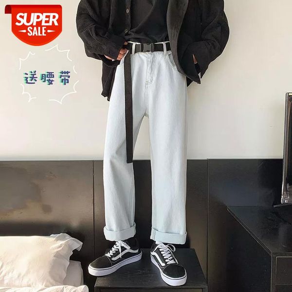 

send belt men's baggy homme cargo pocket jeans light grey/blue color casual pants biker denim classic style loose trousers -2xl #np4r