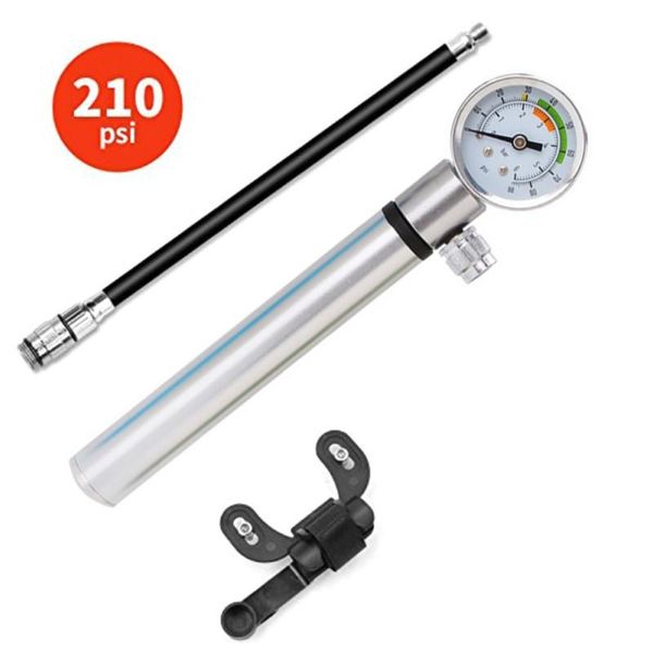 

bike pumps mini pump with gauge alloy high pressure portable mountain bicycle tire basketball rugby football soccer repair tool