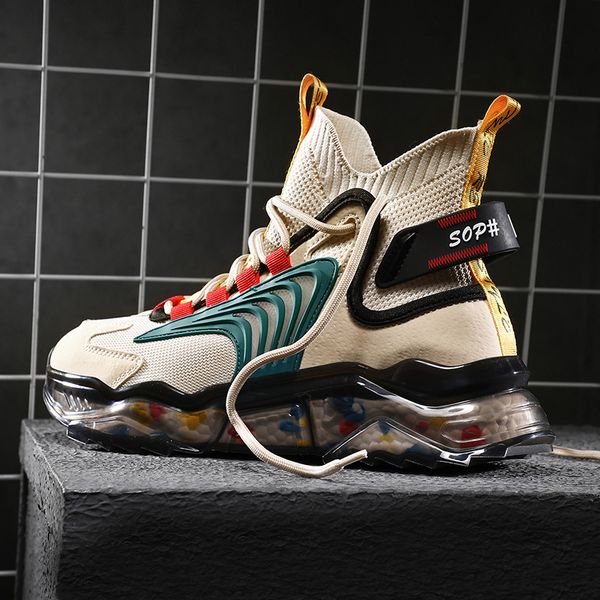 

mens platform running shoes lightweight breathable sock sports cushioning man sneakers high casual footwear