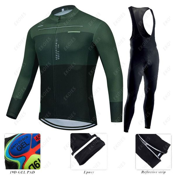 

racing sets 2021 raudax men's cycling jersey long sleeves set mtb bike clothing maillot ropa ciclismo hombre bicycle wear 19d gel bib p, Black;blue