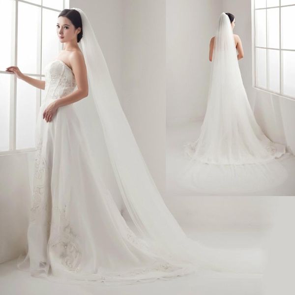 

bridal veils 2021 simple tulle wedding veil 300cm 500cm single layer cathedral length in stock, Black