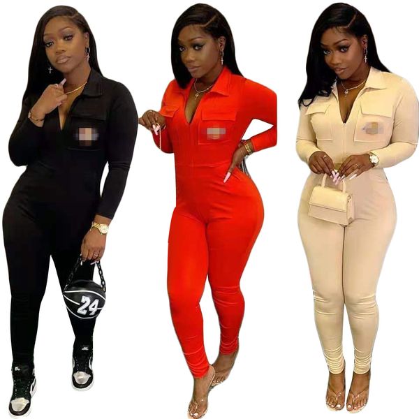 Jumpsuits de carga calças de outono moda casual solta 4 bolso manga comprida ferramental macacão playsuit playsuit plus size